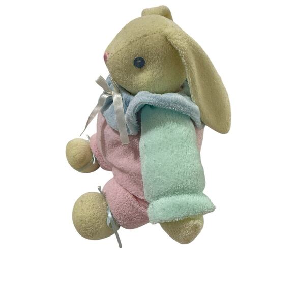 Vtg Tb Trading Terry Cloth Bunny Rabbit Rattle Plush Pastel Dan Dee Pink RARE - Picture 4 of 9